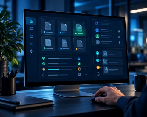 Webportal mit Dokumenten, Aufgaben und Freigaben